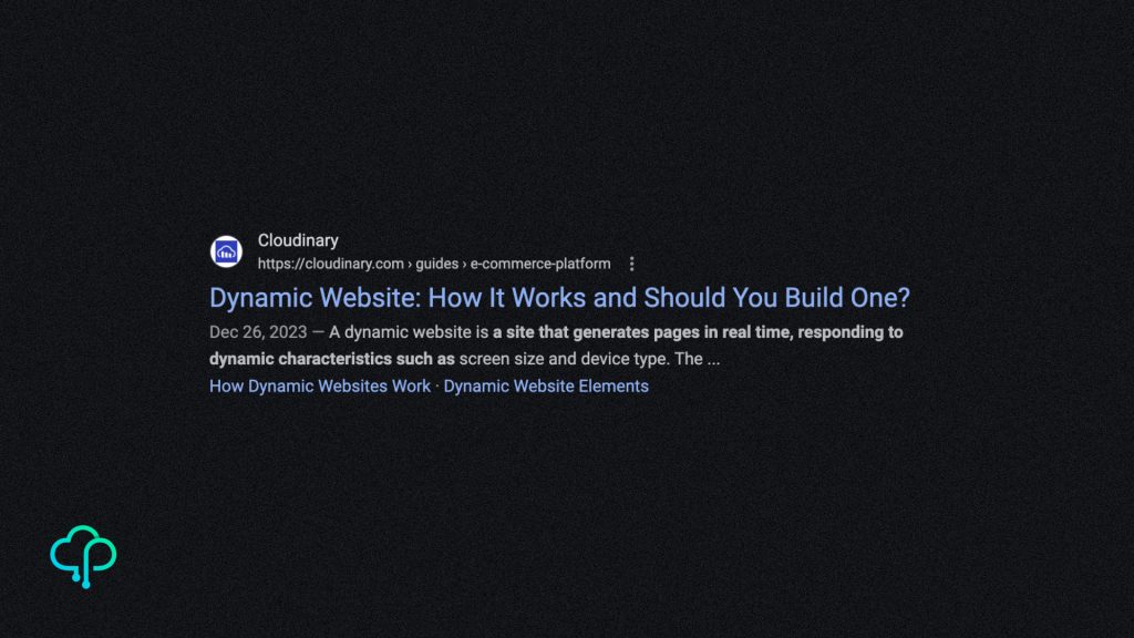 A dynamic website is a site that generates pages in real time, responding to dynamic characteristics such as screen size and device type.